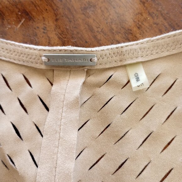 WOMENS ELIE TAHARI 100% LAMB SUEDE FRINGED VEST SIZE S - Picture 2 of 6